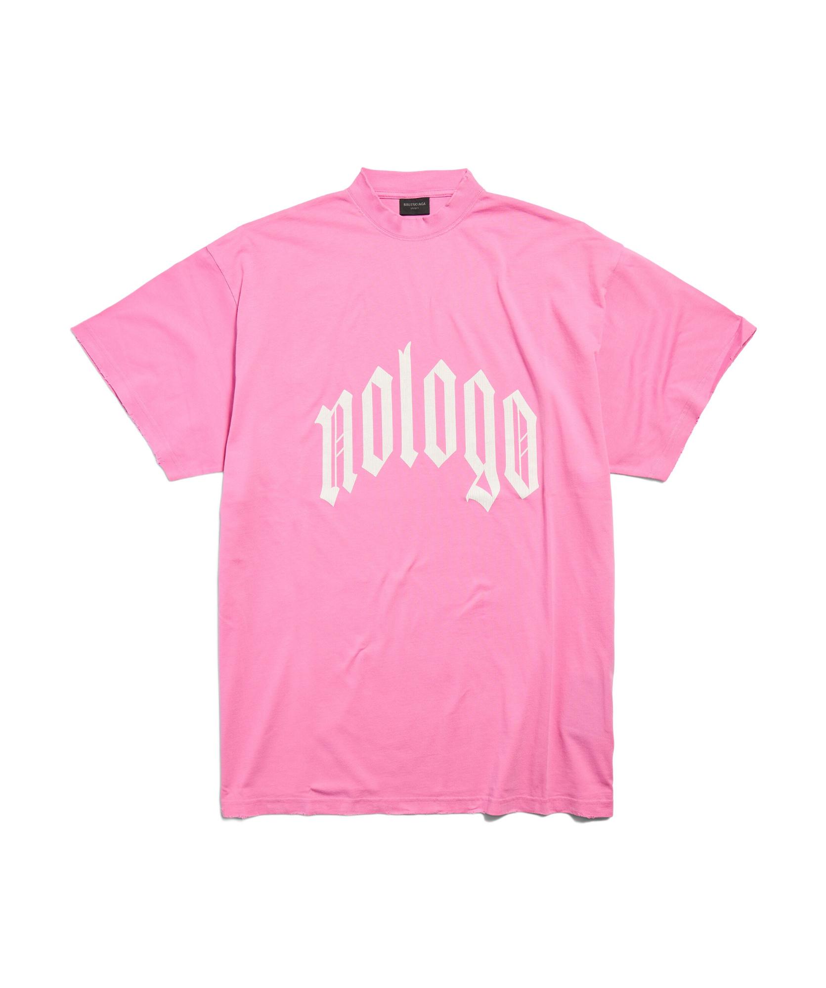 関税込【BALENCIAGA】プリントコットンジャージーTシャツ Pink Balenciaga - Oversized Embroidered Logo-Print Cotton-Jersey