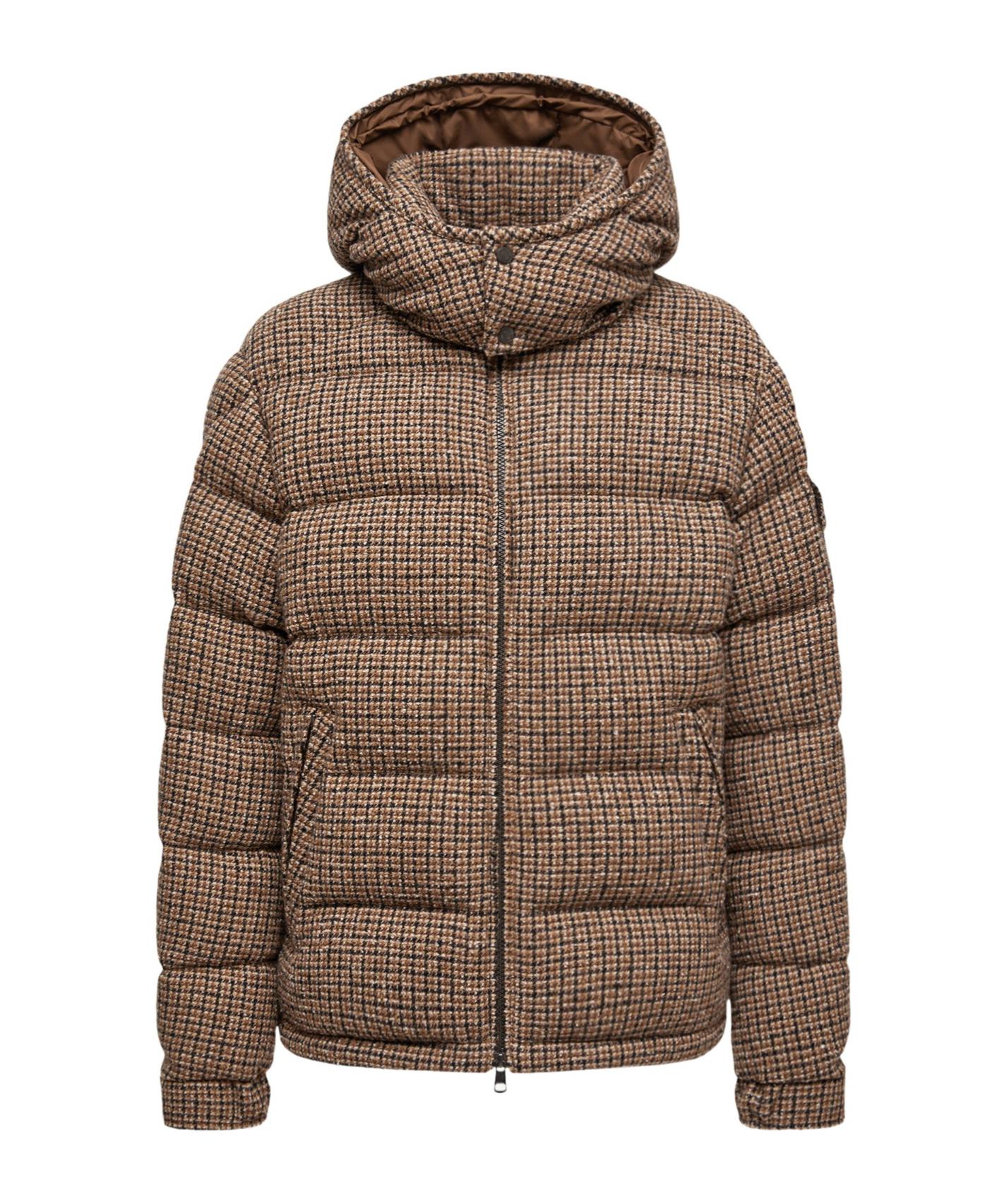 【極美品】MONCLER モンクレール ウール 羊毛 ブラウン フリンジ Moncler Montgenevre Wool Blend Bouclé Hooded Short Down Jacket in