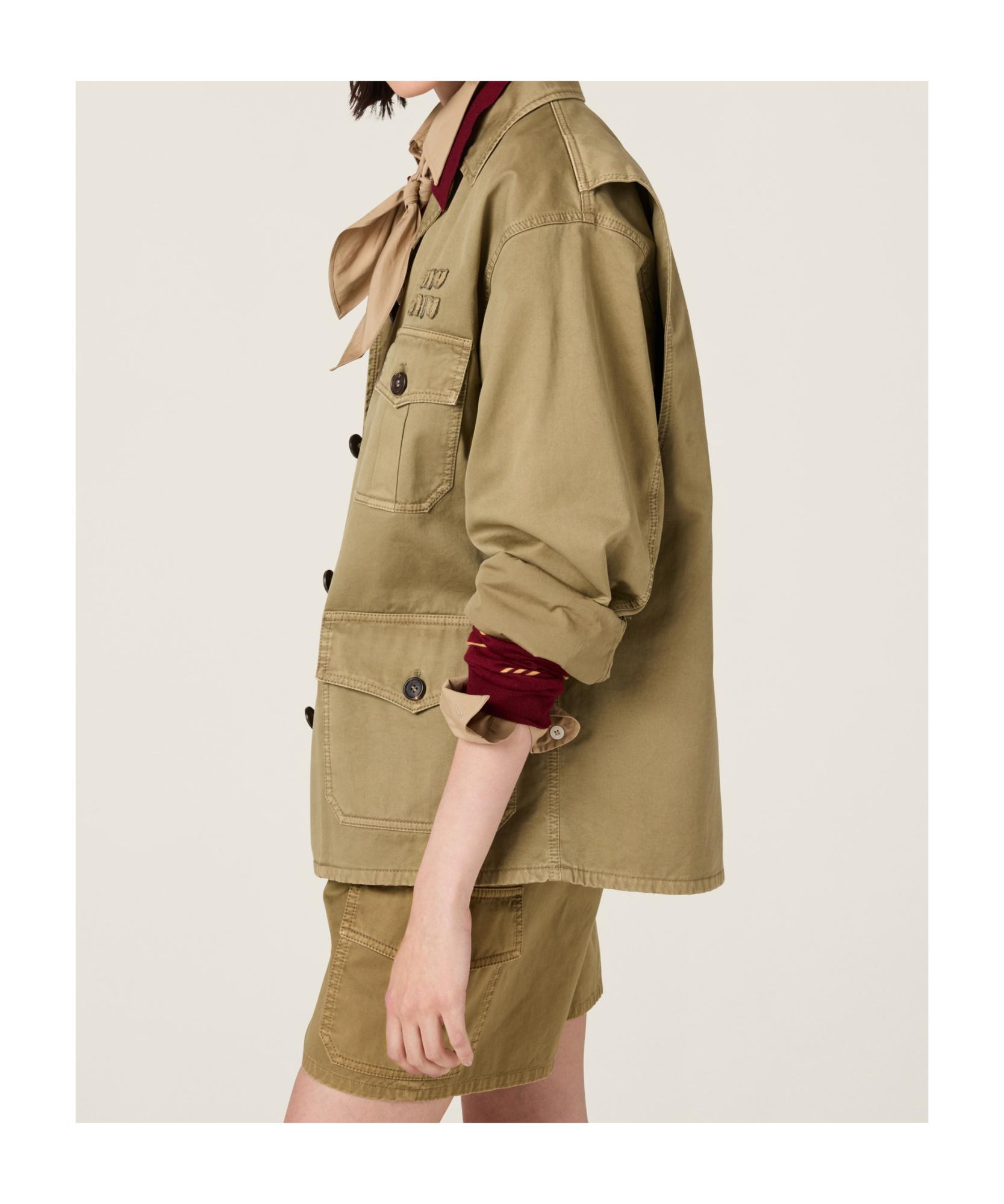 Miu Miu Satin Garment-Dyed Utility Jacket in Green | Lyst