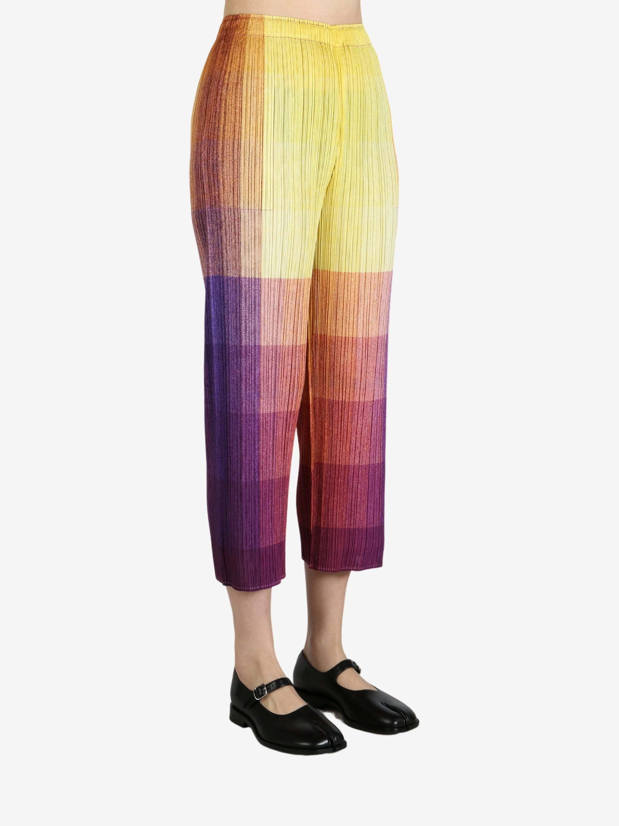 Pleats Please Issey Miyake Photon Trousers in Yellow | Lyst