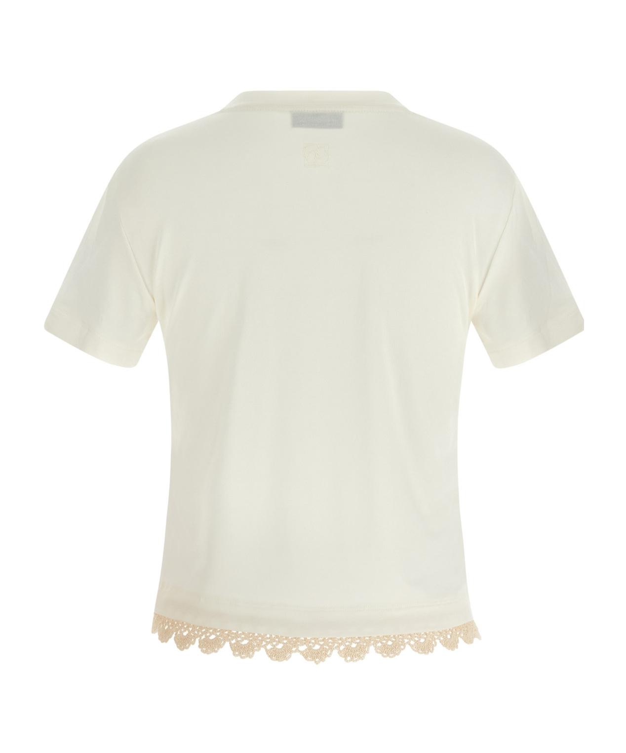 Tシャツ・カットソー MAGDA BUTRYM FW25 'PF 25 TSHIRT O2' T-shirt (204725 CREAM) Lace-detail classic t-shirt in cream