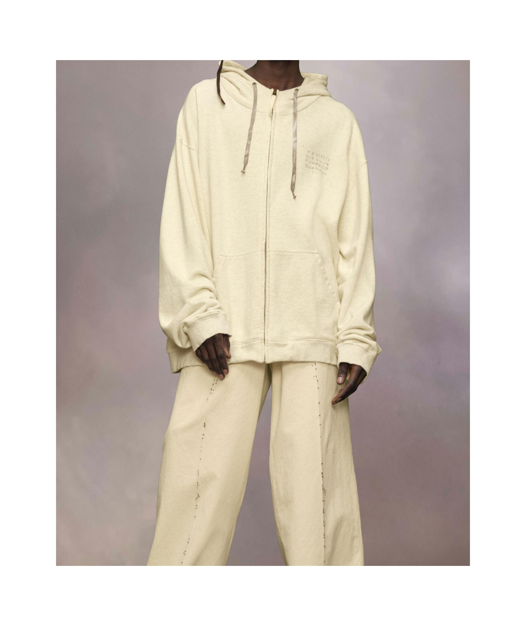 Maison Margiela Stamp Logo Zip Hoodie in Natural for Men | Lyst