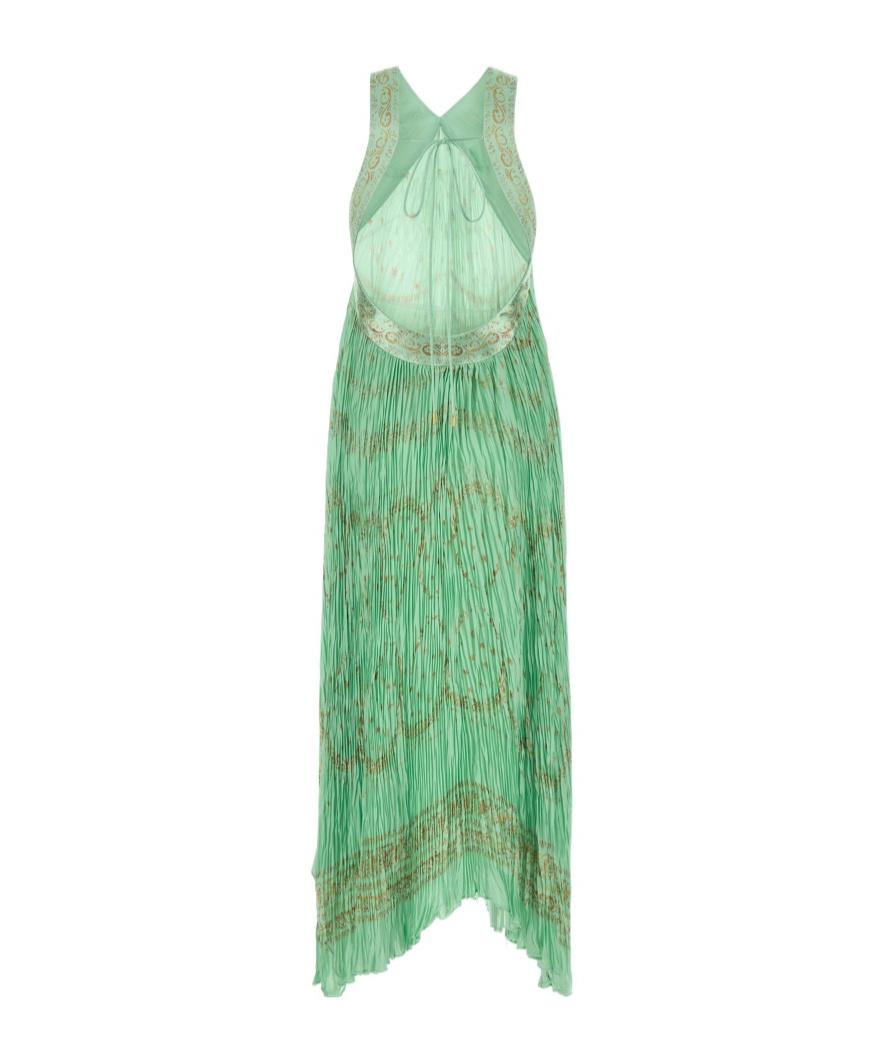 slim fit dress slacks Mikado green dress Alberta Ferretti  D'Adlia
