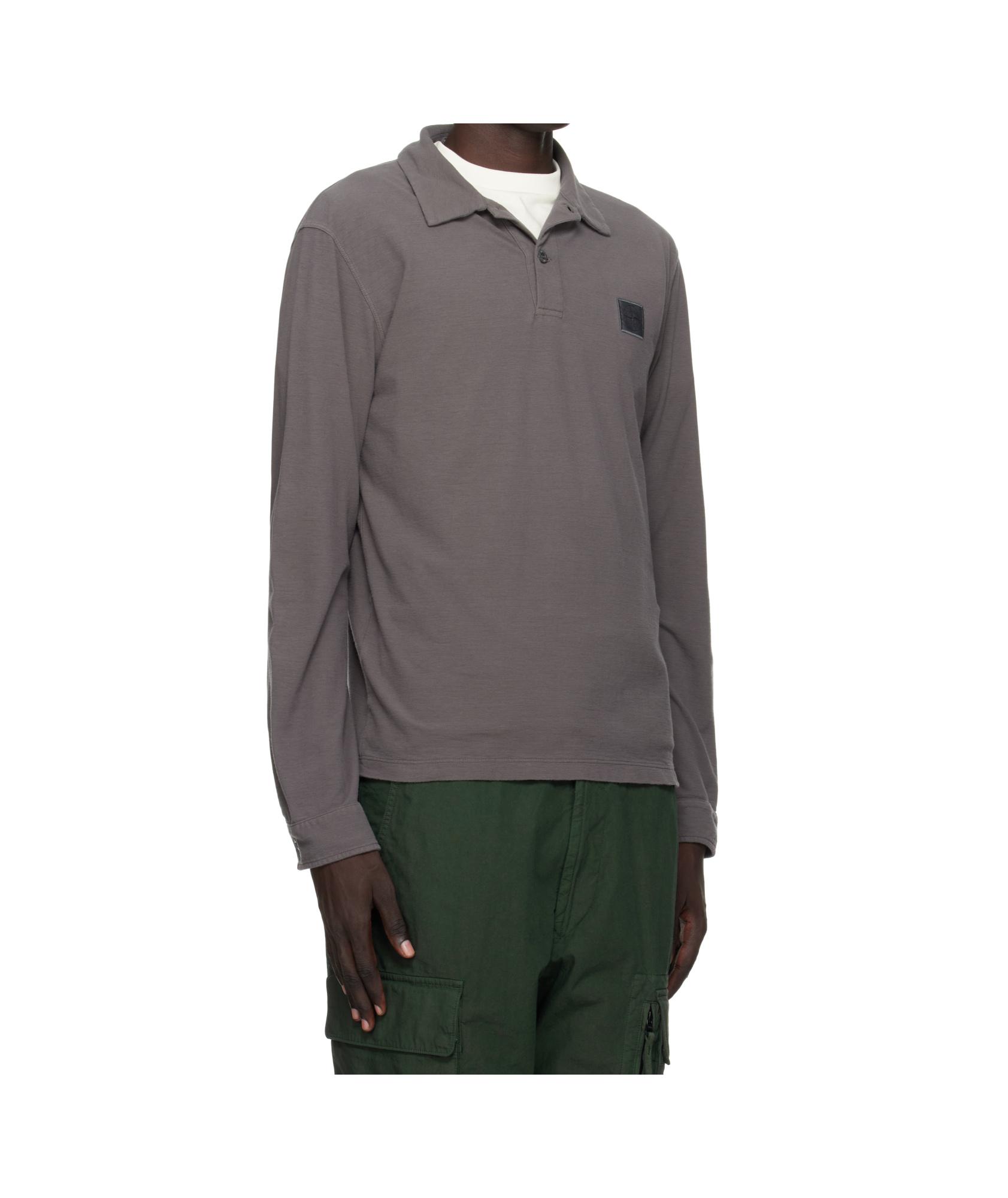 Stone Island Long-Sleeved Cotton Jersey Polo Shirt in Gray for Men