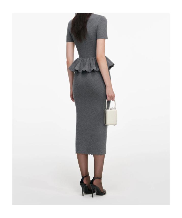 light grey peplum dress Peplum satin gown in grey - Self Portrait