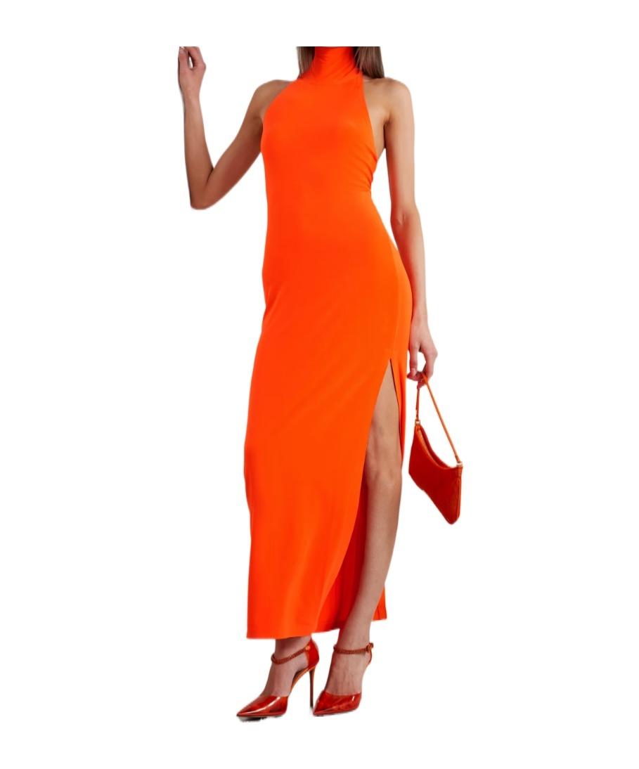 norma kamali orange dress Norma Kamali | Dresses | Norma Kamali Bright Orange Halter Neck Formal Dress  Sz Large