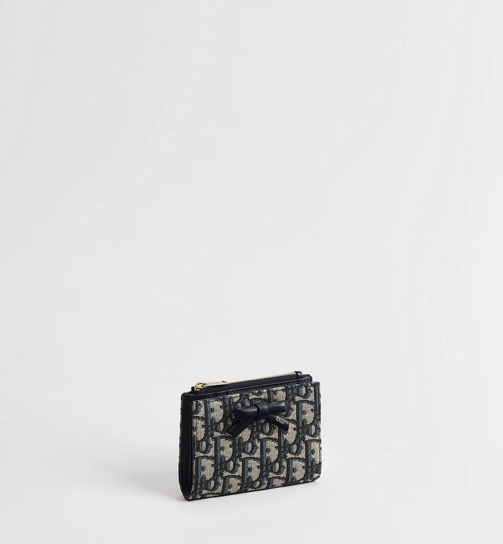Dior Oblique Bow Dahlia Wallet in Black | Lyst