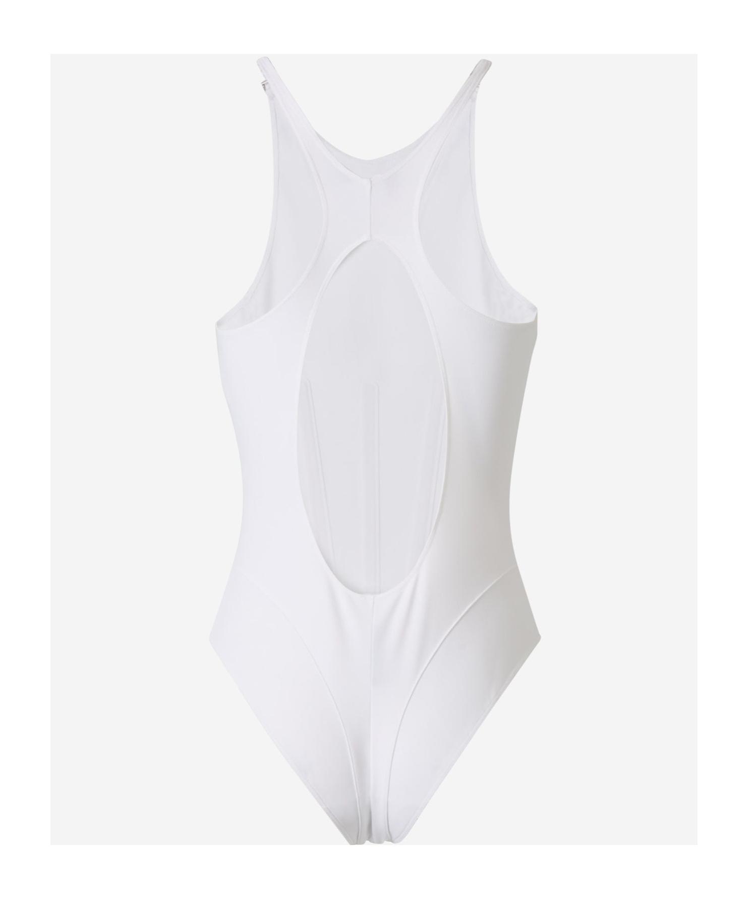 ワンピース水着 MUGLER Woman Swimsuit White 24P5BW0042882 1016 Cutout metallic swimsuit in silver - Mugler | Mytheresa