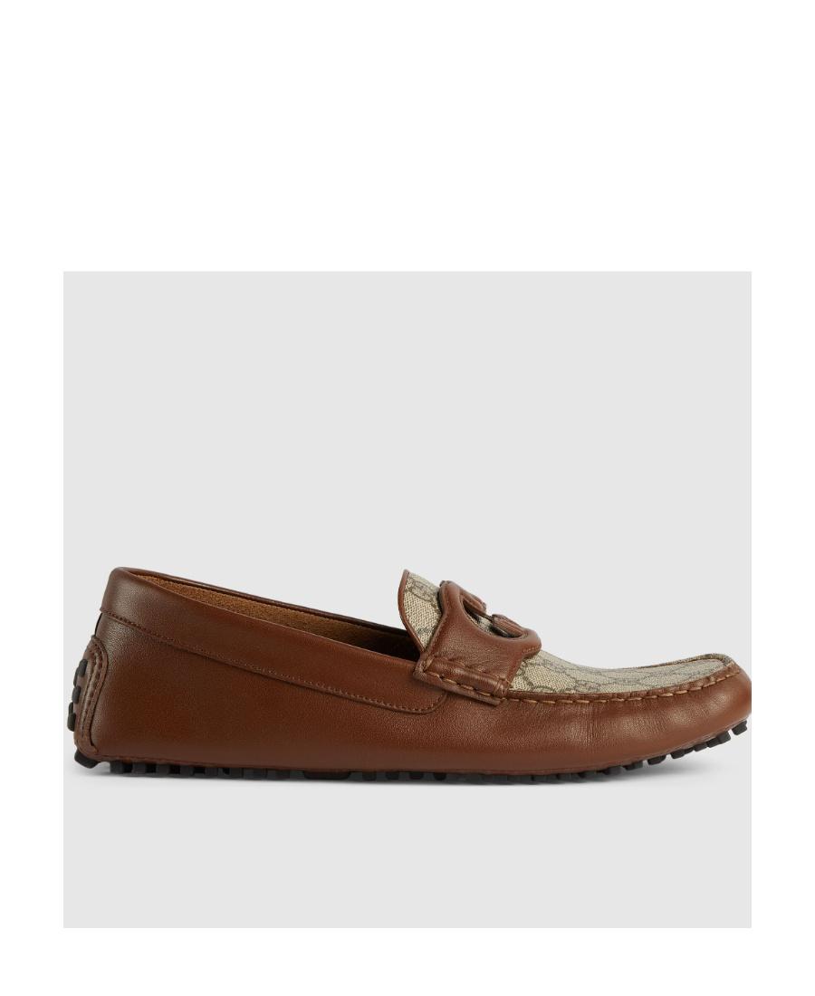 Gucci Interlocking G Leather Canvas Driving Loafer Brown/Beige Sz 9G / 10US Women main image 4