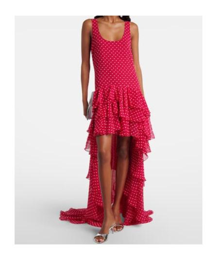 rotate birger christensen asymmetric appliqu midi dress ROTATE BIRGER CHRISTENSEN Asymmetric Floral Midi Dress in Red