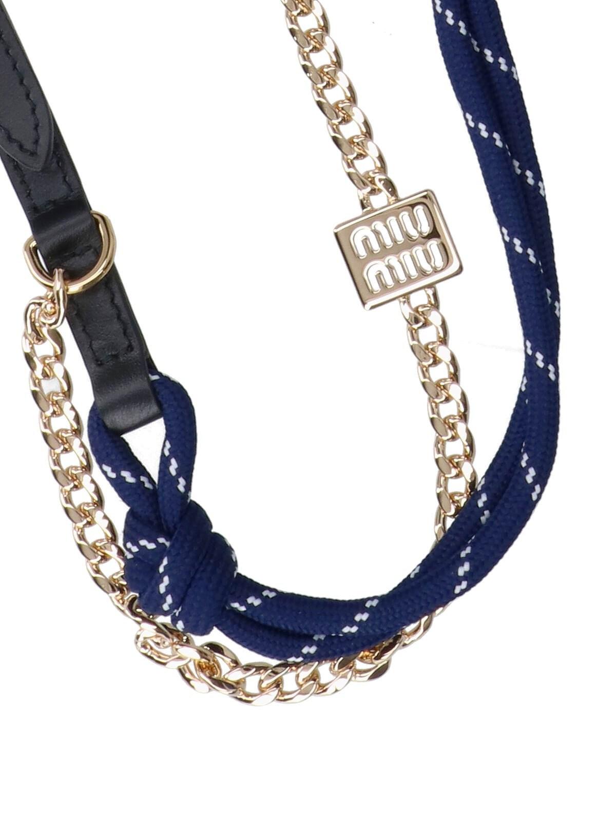 【関税&送料込】Miu Miu Cord Leather And l Trick Miu Miu Leather, Cord, And Metal Trick in Natural | Lyst