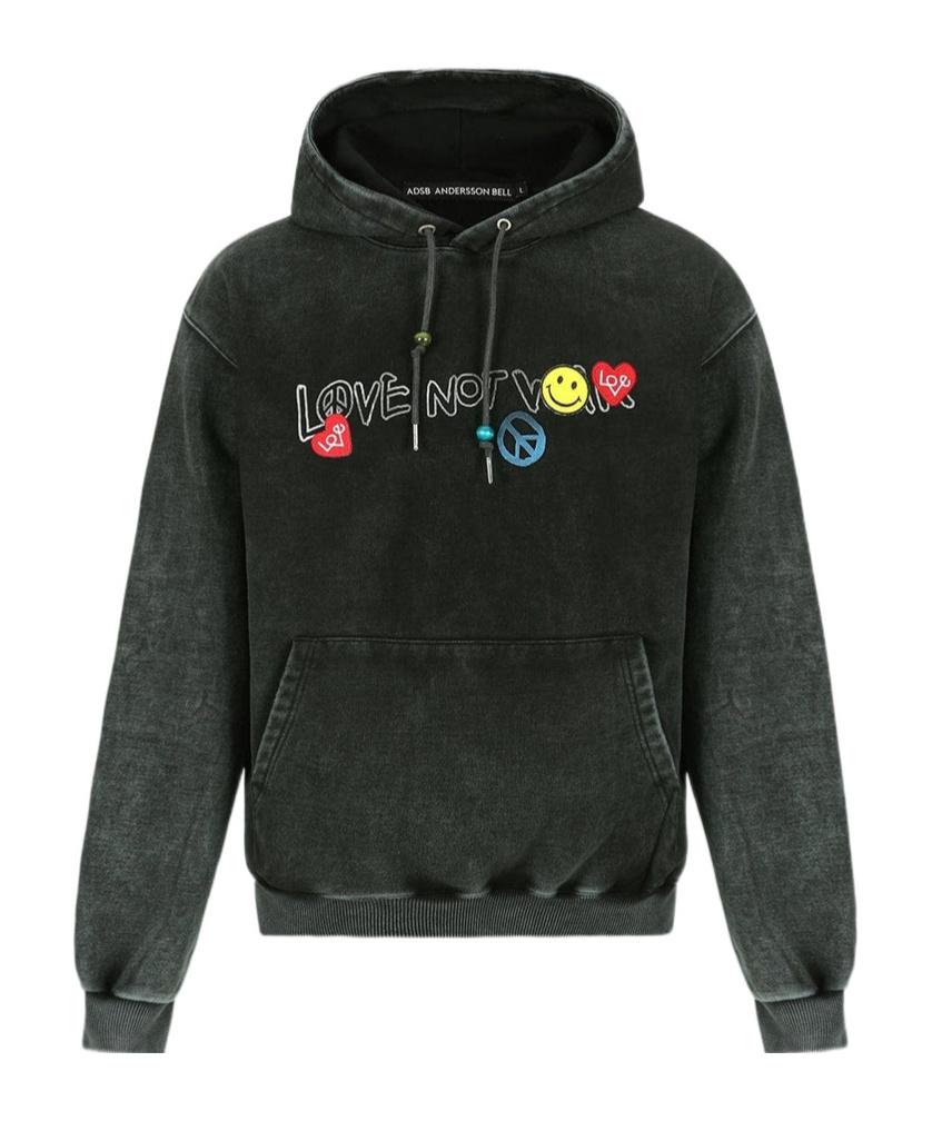 【Andersson Bell】 UNISEX LOVE DYED HOODIE Andersson Bell: Black 'Love' Dyed Hoodie | SSENSE