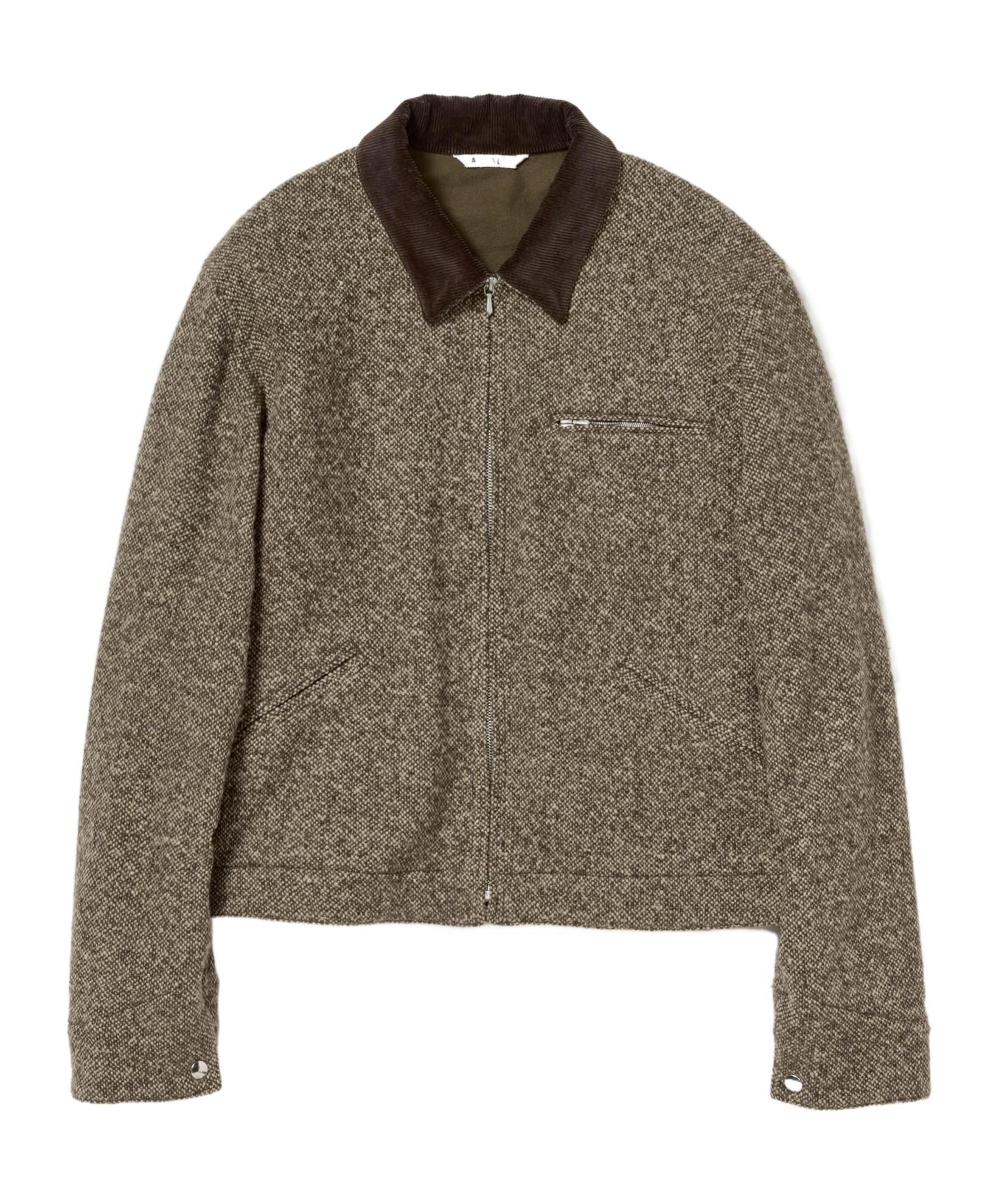 AURALEE Tweed Zip Blouson in Brown for Men | Lyst