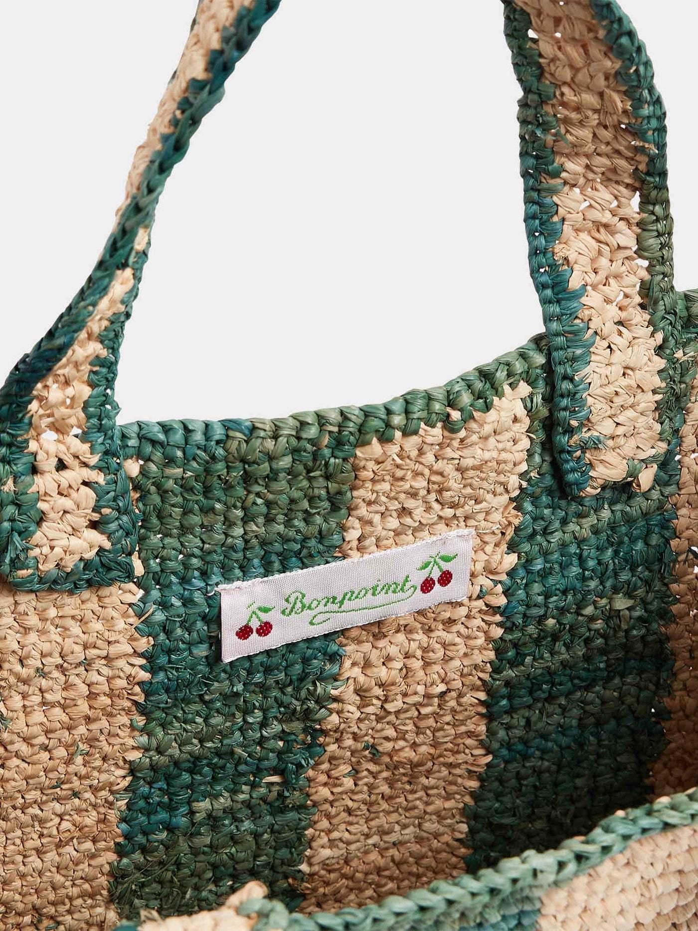 【関税&送料込】Bonpoint Beige Green Striped Bag In Raffia Bonpoint Beige/green striped bag in raffia | TheDoubleF