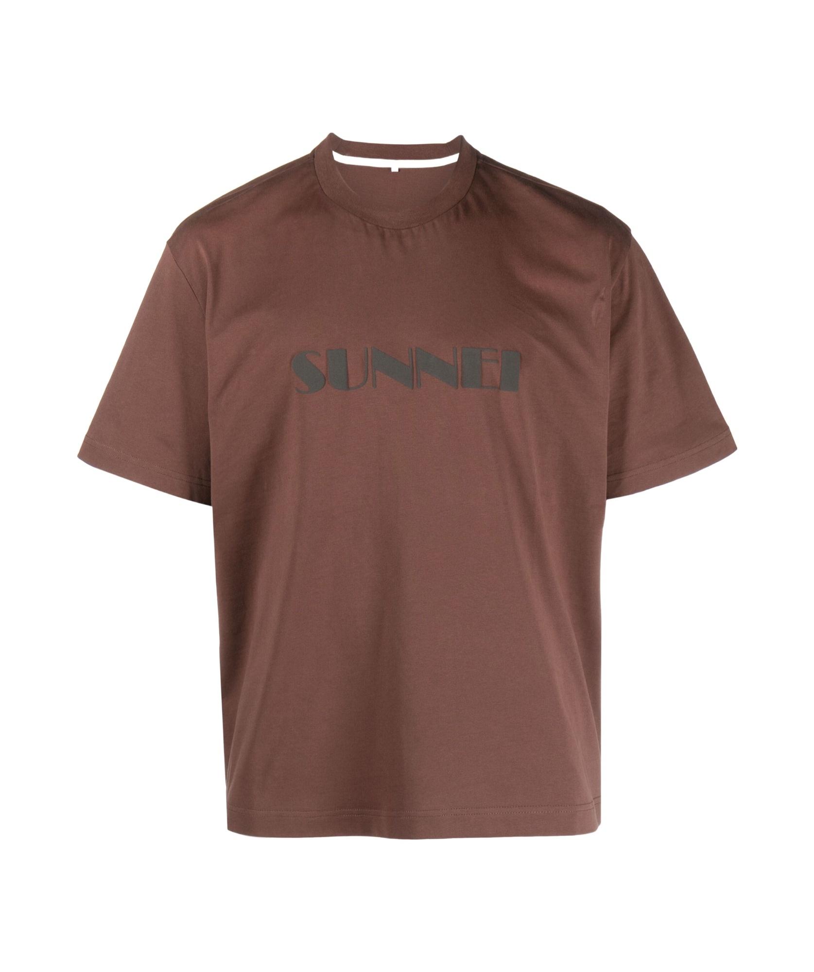 【SUNNEI】Classic Small Logo Stripe Short Sleeve T-Shirt Sunnei - Mini Logo Classic T-Shirt - Aubergine – Simonett