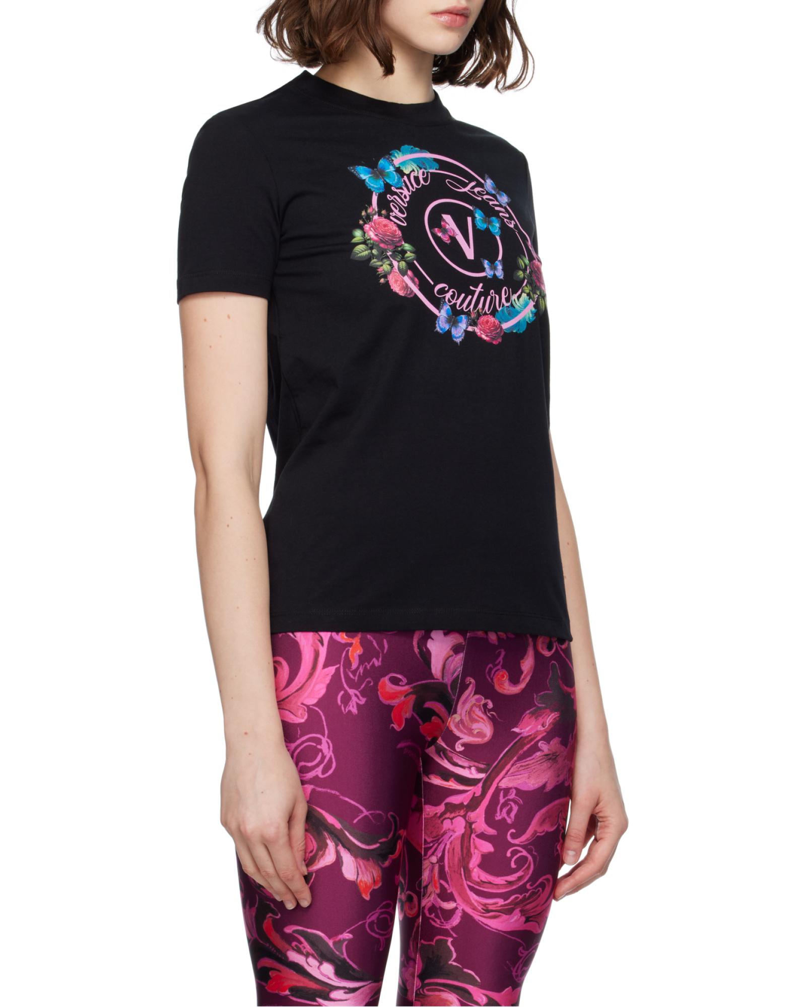 Tシャツ・カットソー VERSACE JEANS COUTURE Woman T-Shirt Violet 77HAH602J0148 363 Versace Jeans Couture T-shirt with printed logo | Men's