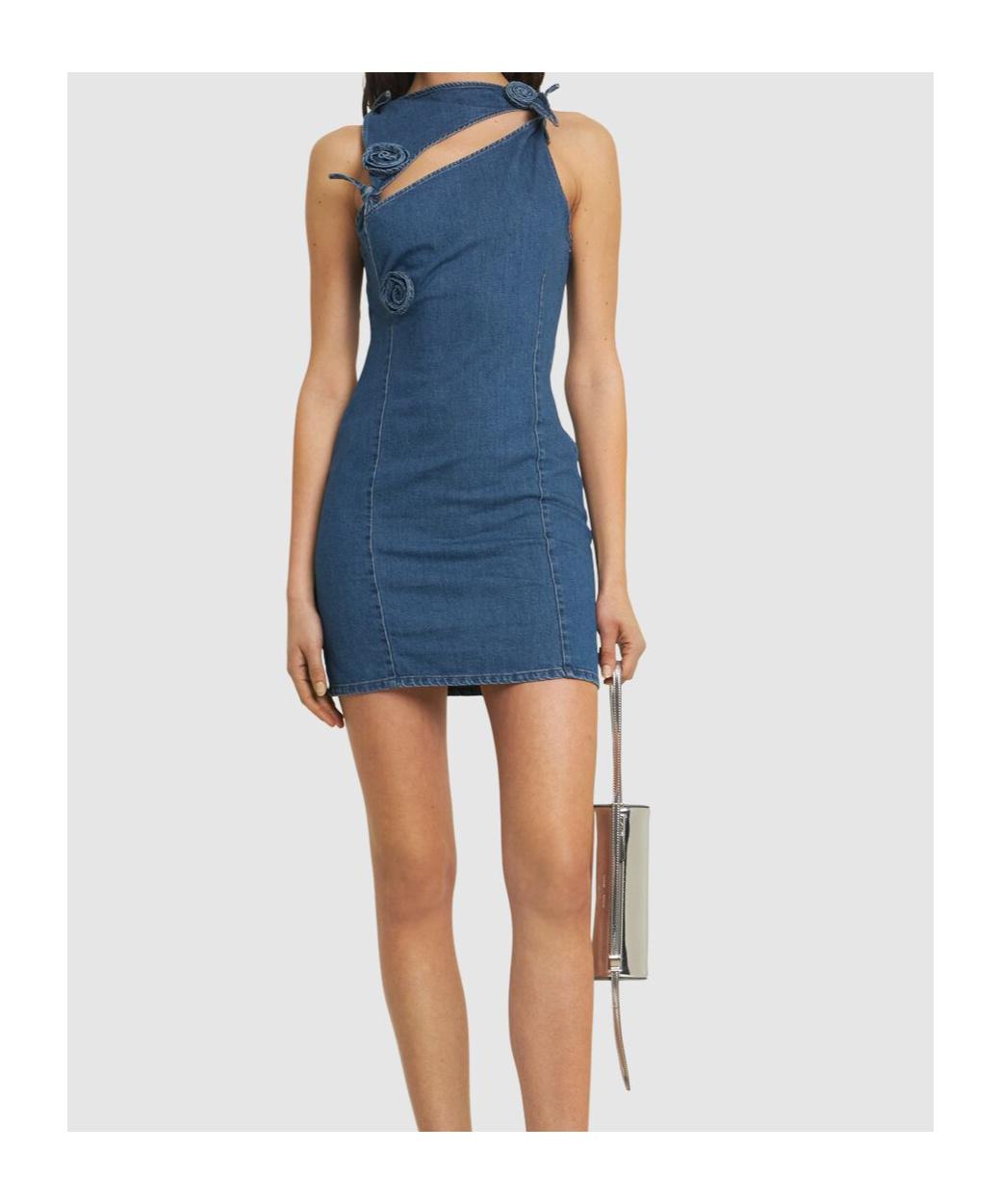 white christmas dresses Belted denim mini dress Coperni Blu main image 0