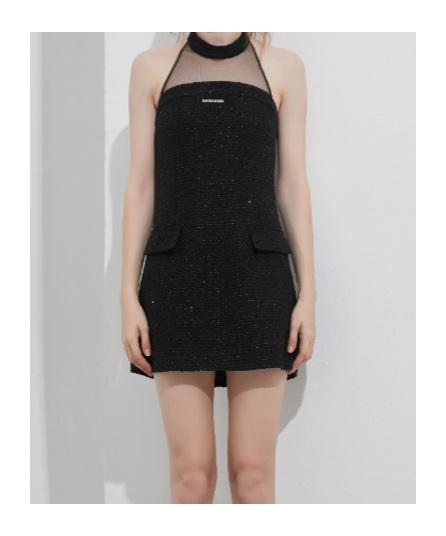 Marissa Chiara Halter Neck Dress in Black | Lyst