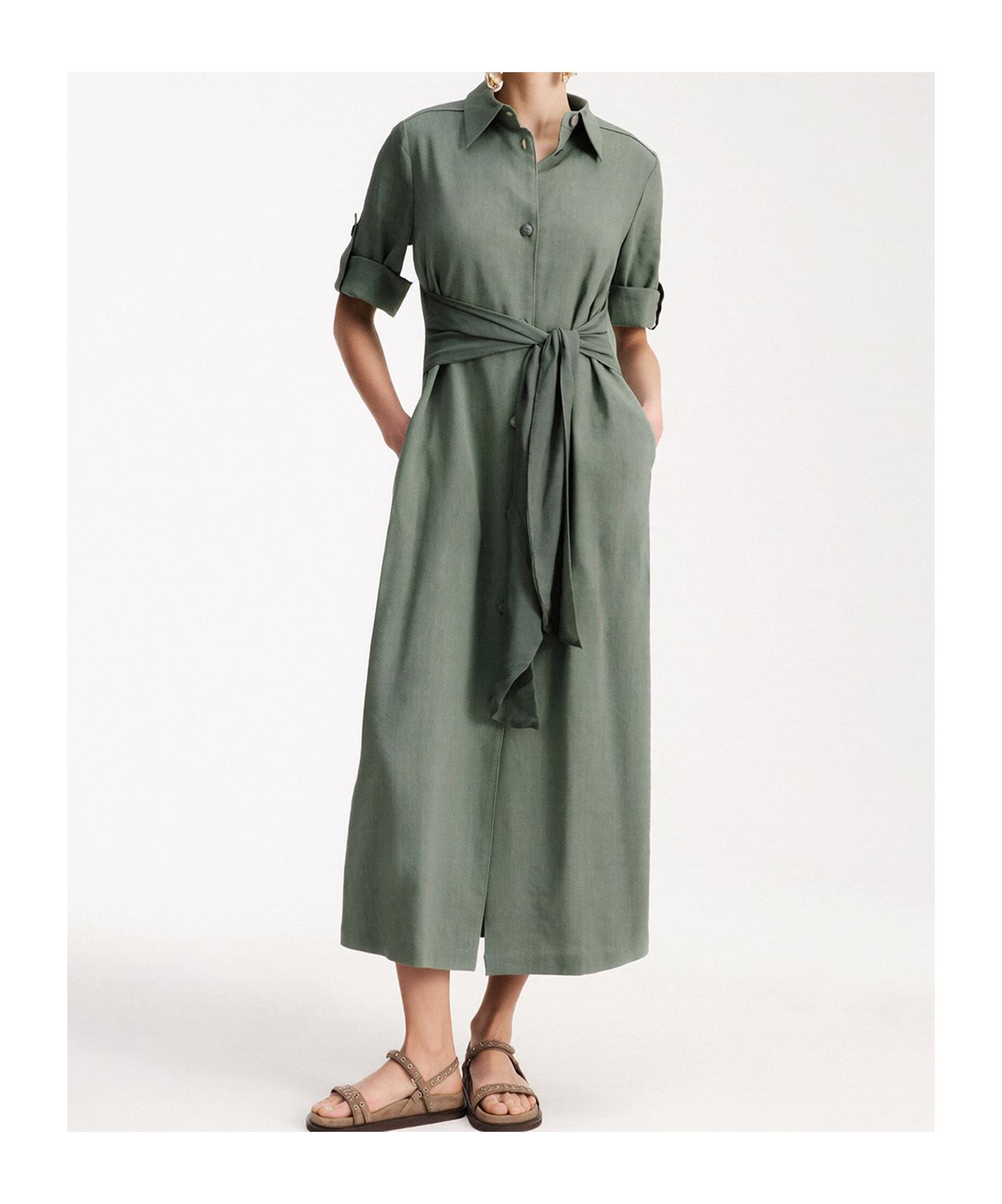 light green dress zara Women's Beige Soho Linen Shirt Dress – Pier St Barth main image 0