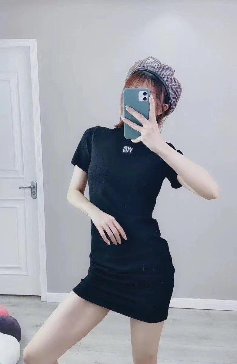 alexander wang logo printed bodycon mini dress Alexander Wang Logo-trim Mini Dress