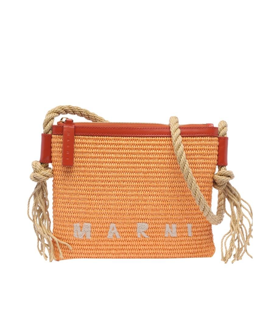Marni Marcel Logo Embroidered Crossbody Bag in Orange | Lyst
