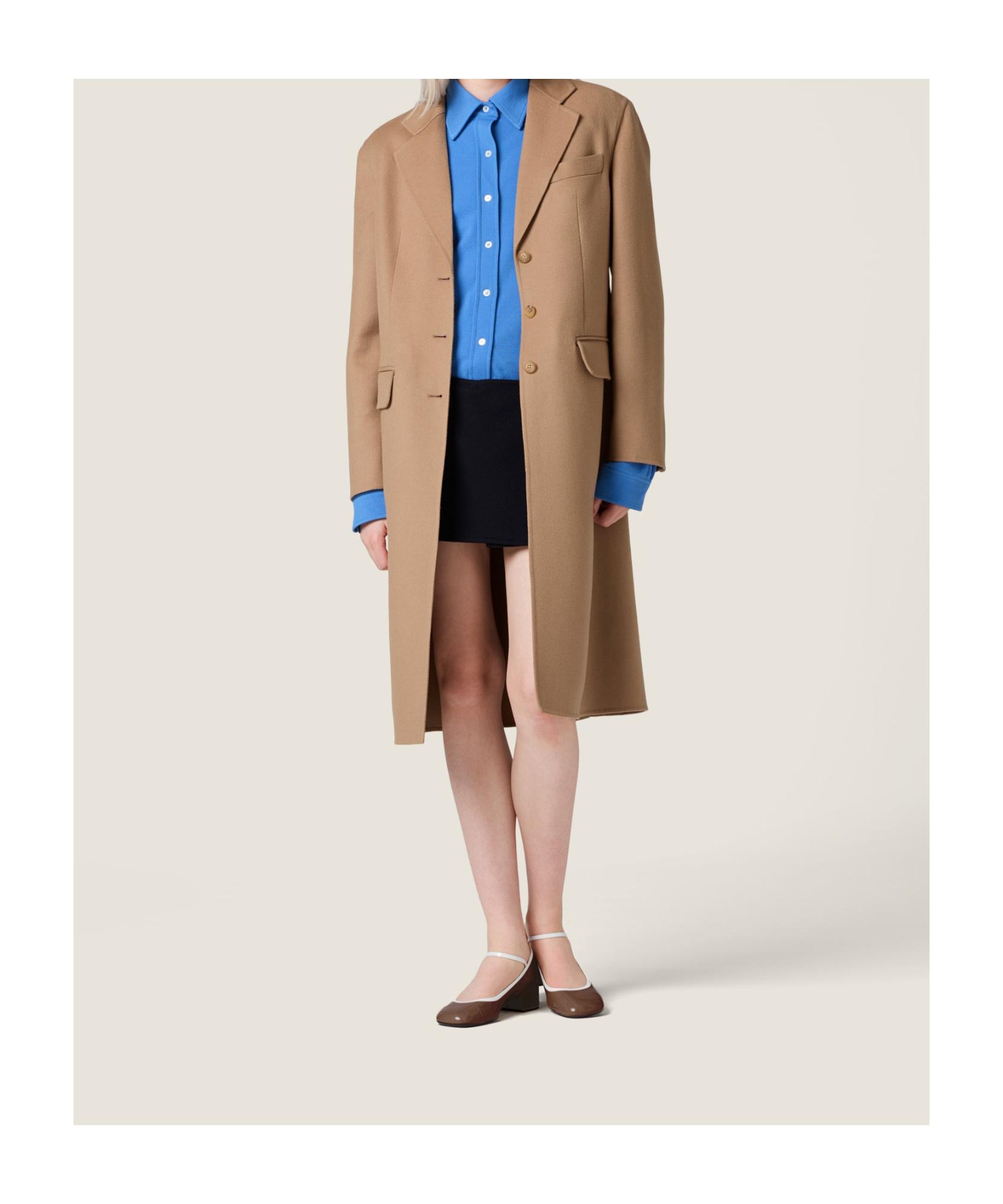 ジャケット・アウター 90s archive miumiu standcollar long coat 1990s miu miu, black military coat with removable hoodie and boa