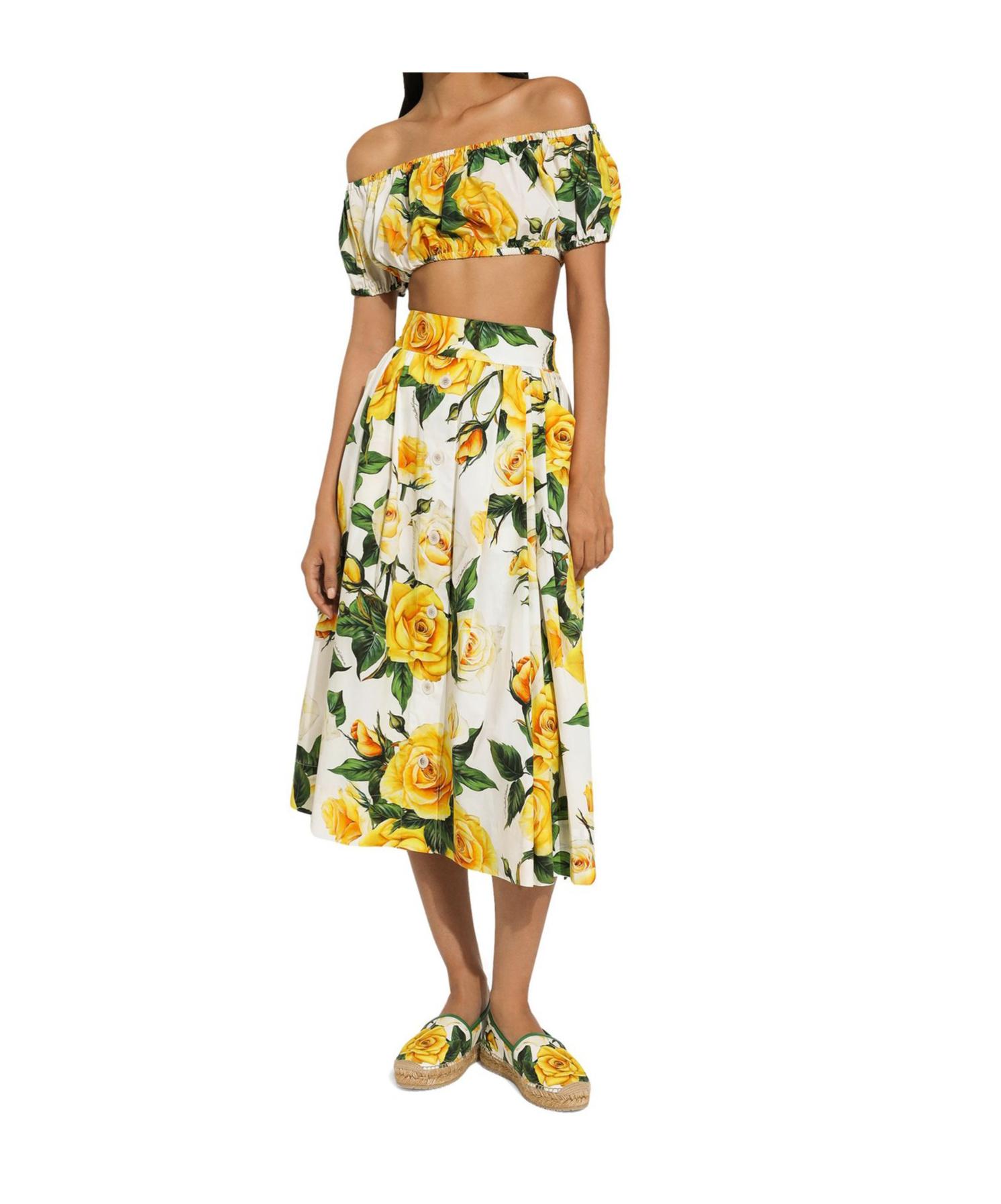 Dolce & Gabbana Patterned Skirt in Yellow | Lyst