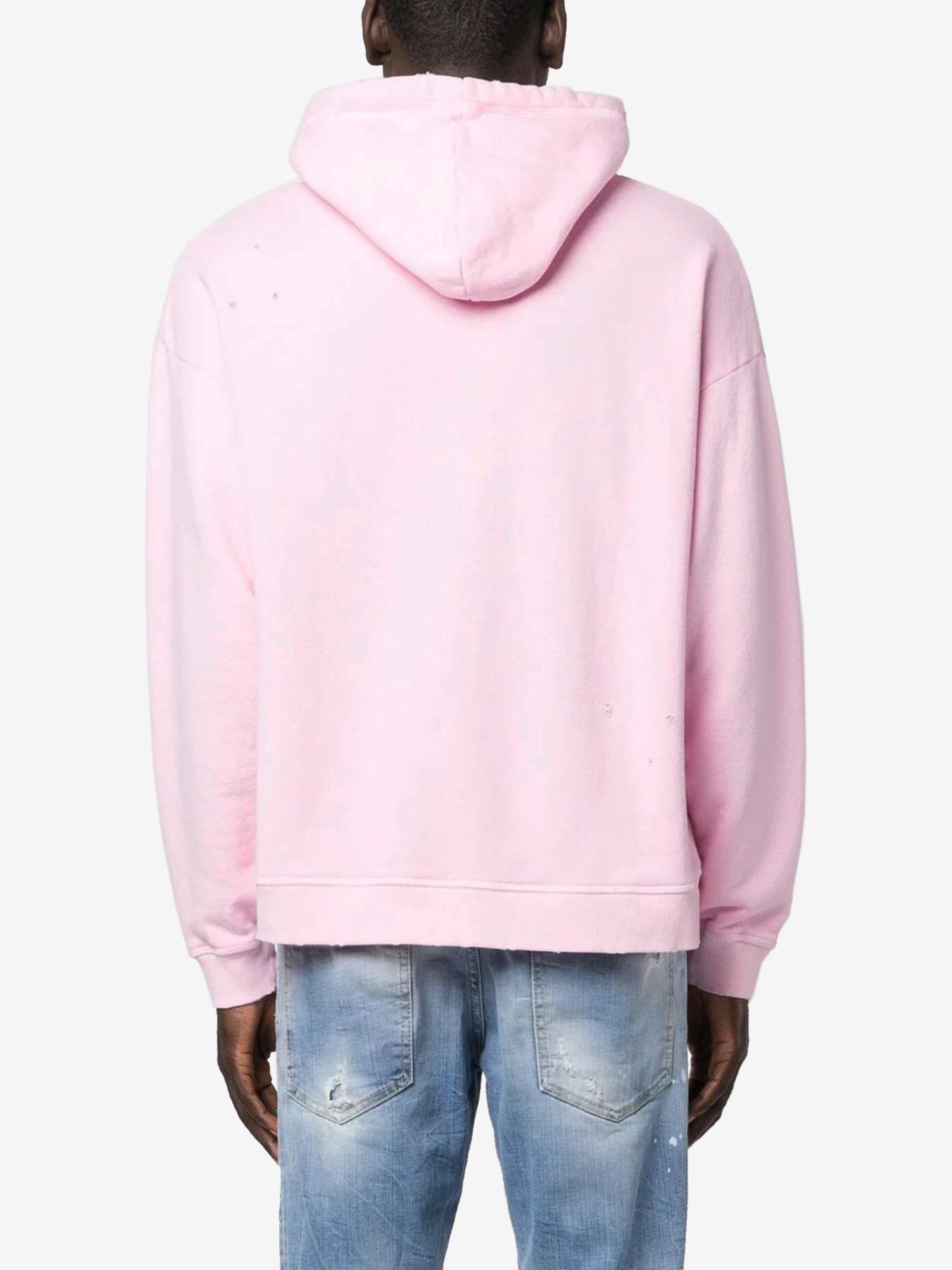 DSquared² Distressed-Finish Cotton Hoodie in Pink for Men | Lyst