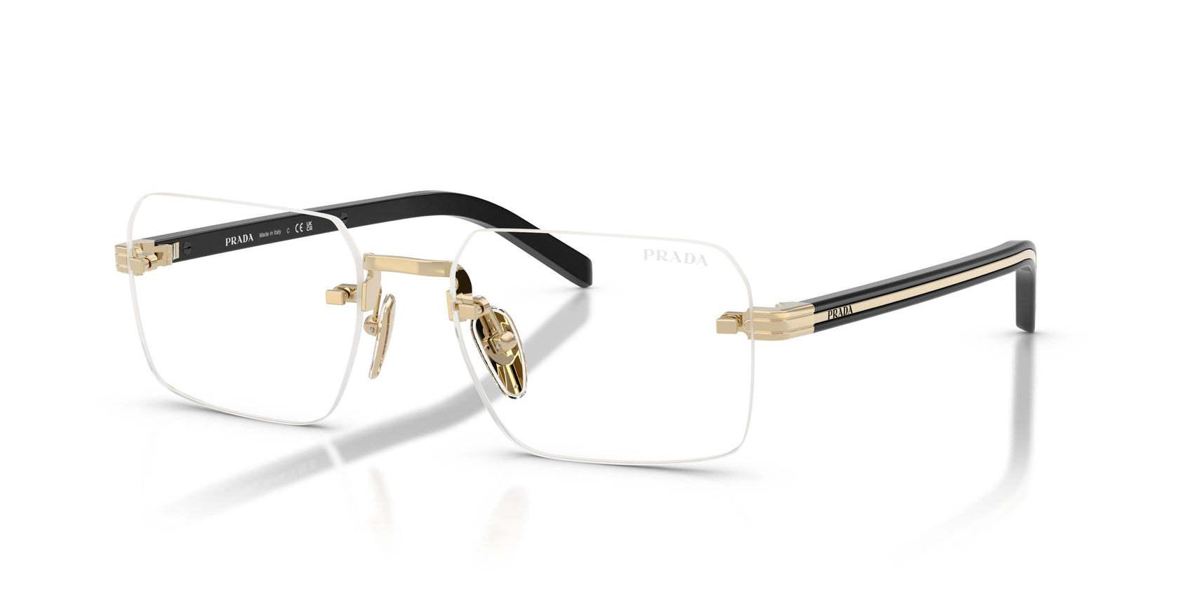 Prada Eyewear Rectangle Rimless Frame Sunglasses in Natural for