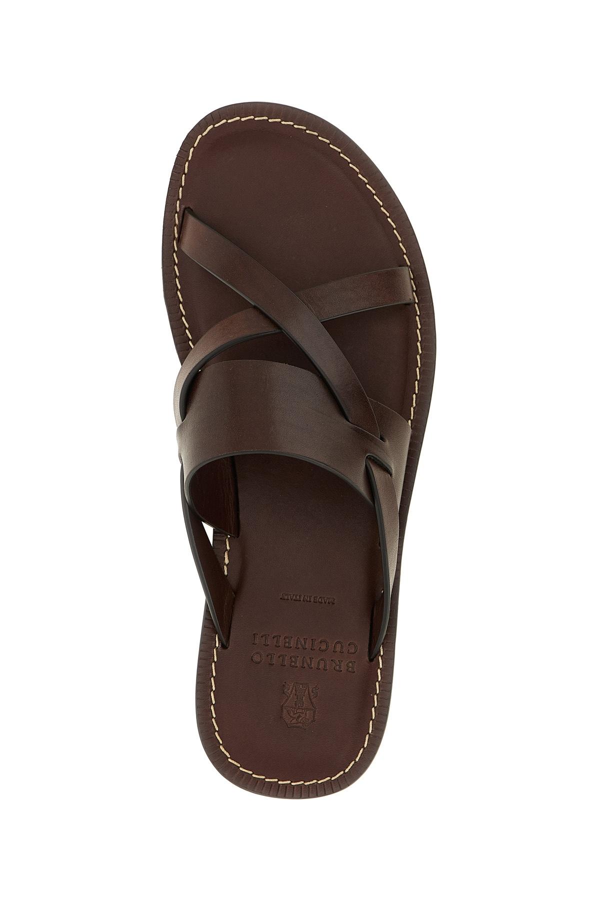 NEW DEUX MAINS men\'s criss cross sandal in brown Mens Leather Cross Strap Sandals Jesus Style Summer Holiday  main image 3