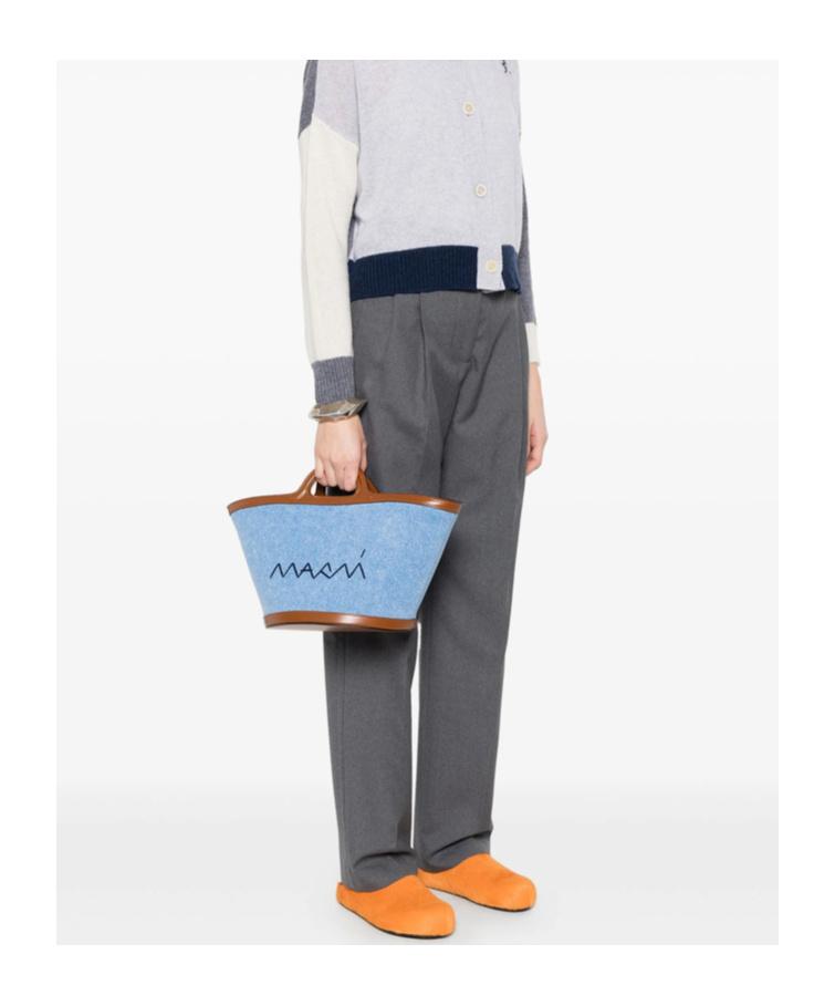 ショルダーバッグ・ポシェット MARNI Denim Bucket Bag Marni Denim bucket bag contrast trim | The Fashion Square