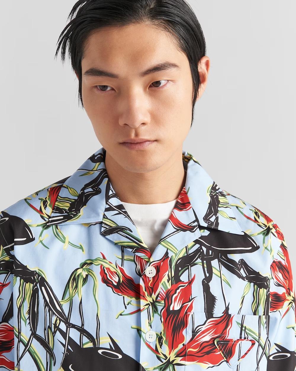 Prada Ufo-Print Cotton Shirt in Blue for Men | Lyst