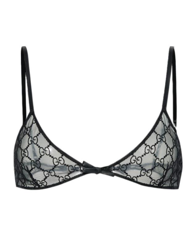 【送料&関税込】Gucci Gg Motif Lace Bra Gucci Gg Motif Lace Bra in Black | Lyst