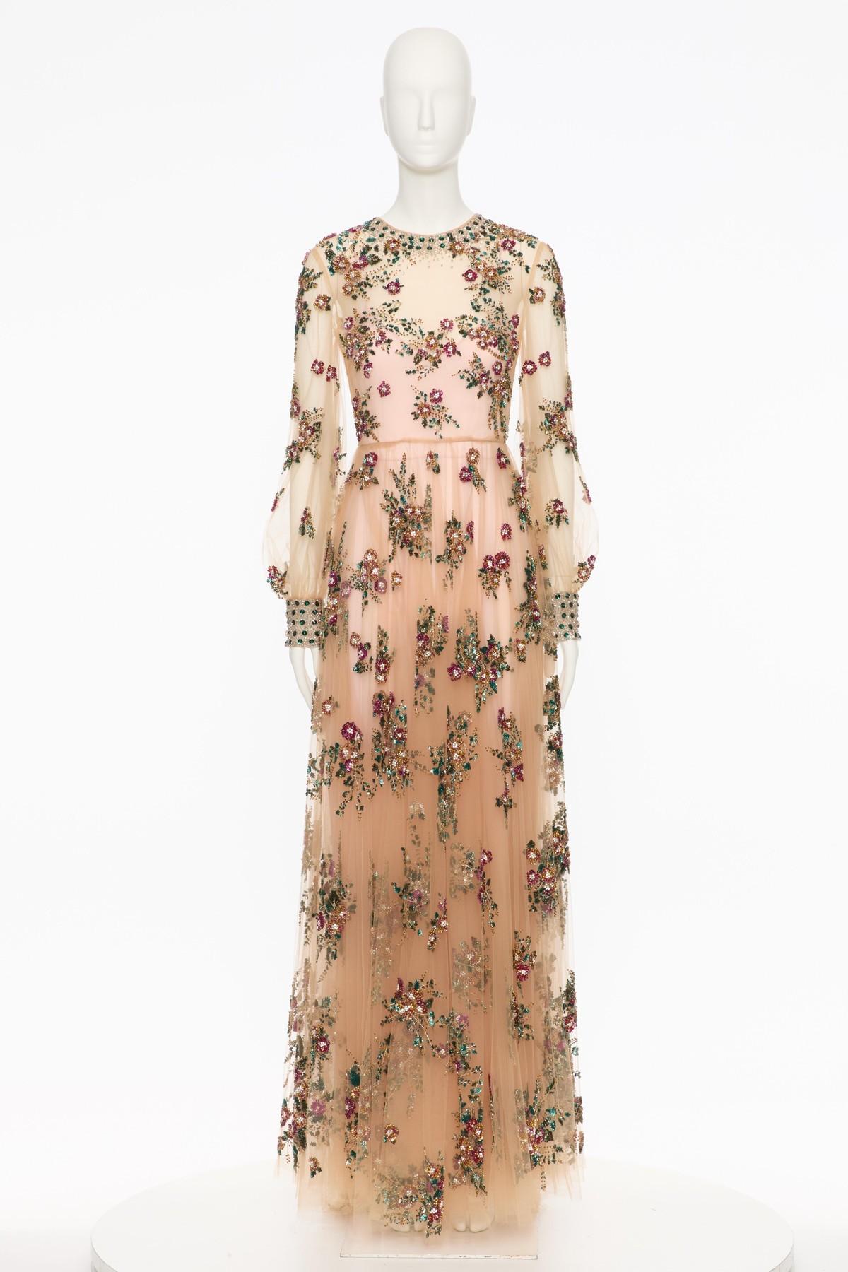 beige bodycon dress with sleeves VALENTINO ICONOGRAPHE TOILE DRESS BEIGE NERO NEW SEASON PARLOUR X – Parlour  X main image 1