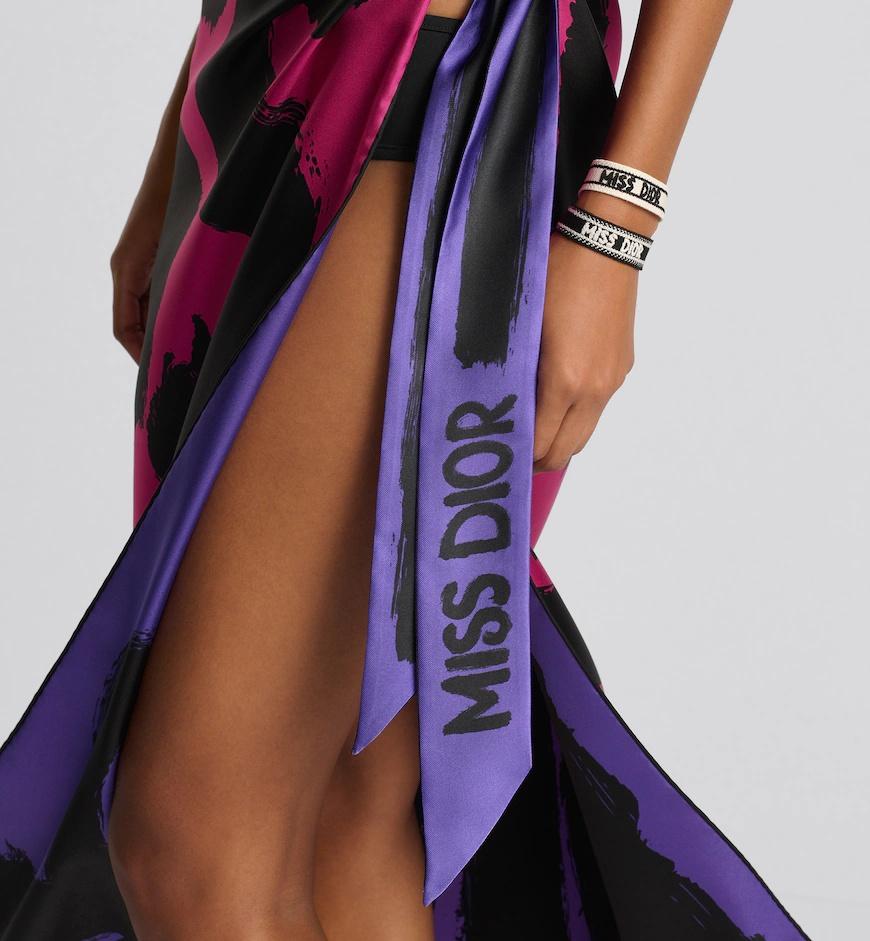 Dior Miss Graffiti Reversible Sarong With Tied Belt in Pink