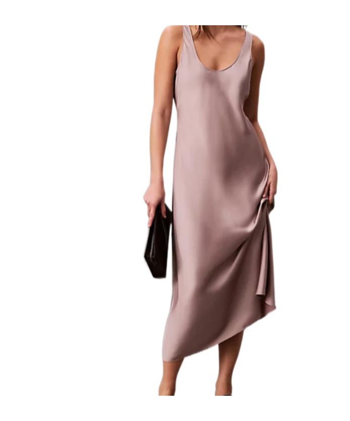 a line cotton dress for women Plus Size Rust Red A-Line Cotton Dress