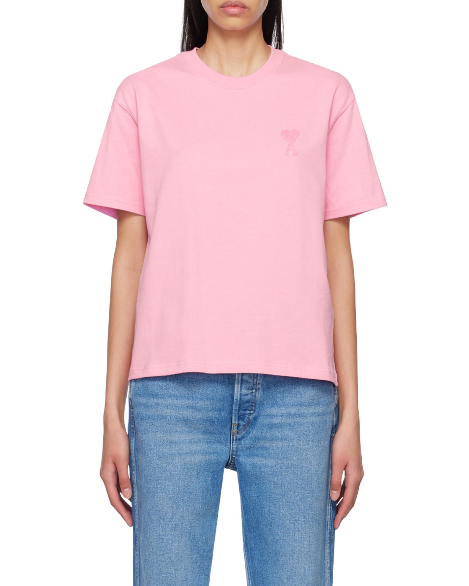 AMI PARIS - Logo cotton t-shirt Pink - The Corner