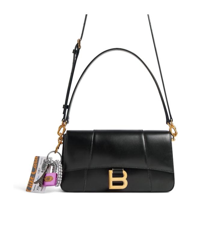 【BALENCIAGA】HOURGLASS ミディアム スリングバッグ チャーム ホワイト の ウィメンズ Hourglass スリングバッグ ミディアム