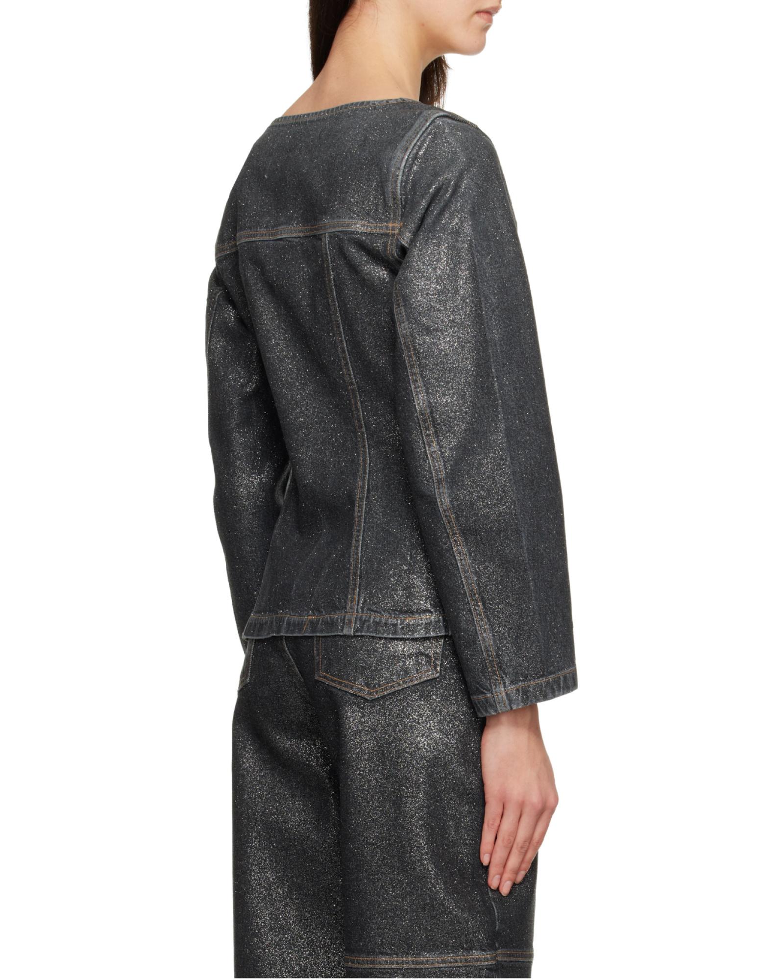 Ganni Fitted Waist Denim Jacket in Black | Lyst