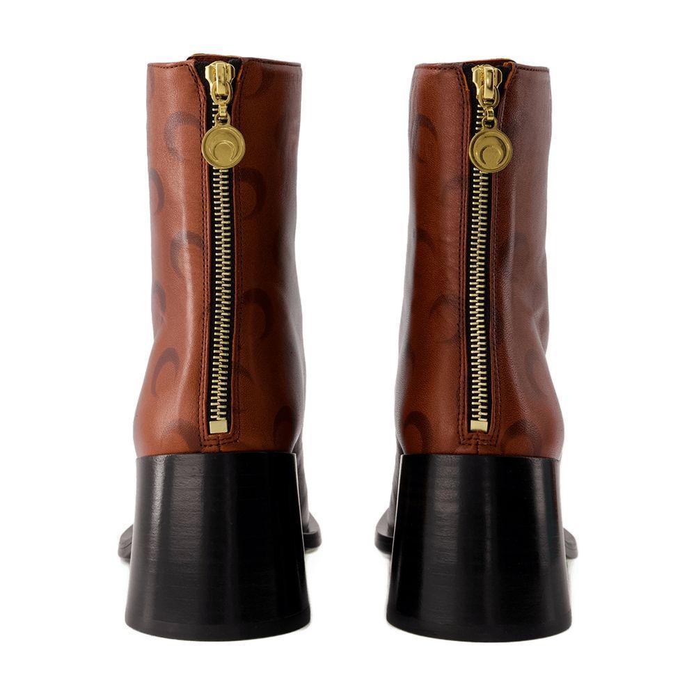 ショートブーツ・ブーティ Airbrushed boots - Marine Serre - Leather - Brown Marine Serre Airbrushed Crescent Moon-print Boots | Brown