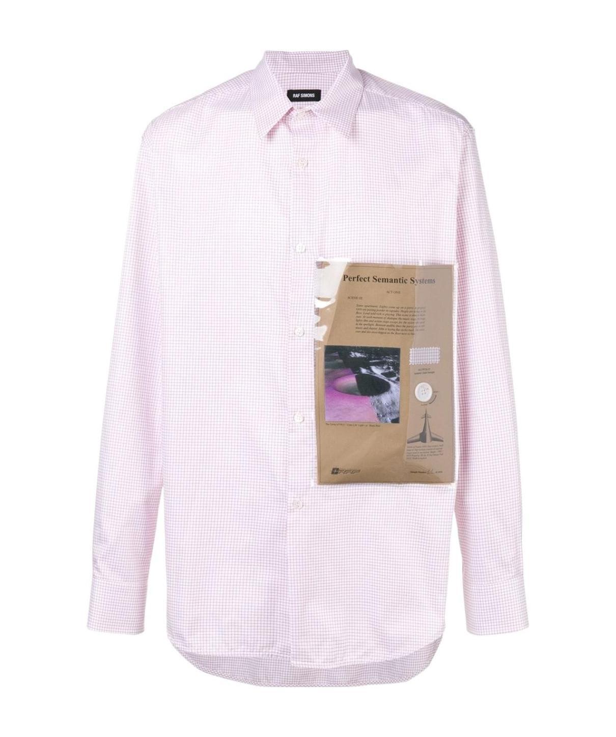 = RAF SIMONS = PLASTIC POCKET YOKE SHIRT シャツ 白 X 赤 Raf Simons logo-patch Cotton Shirt | Orange | FARFETCH
