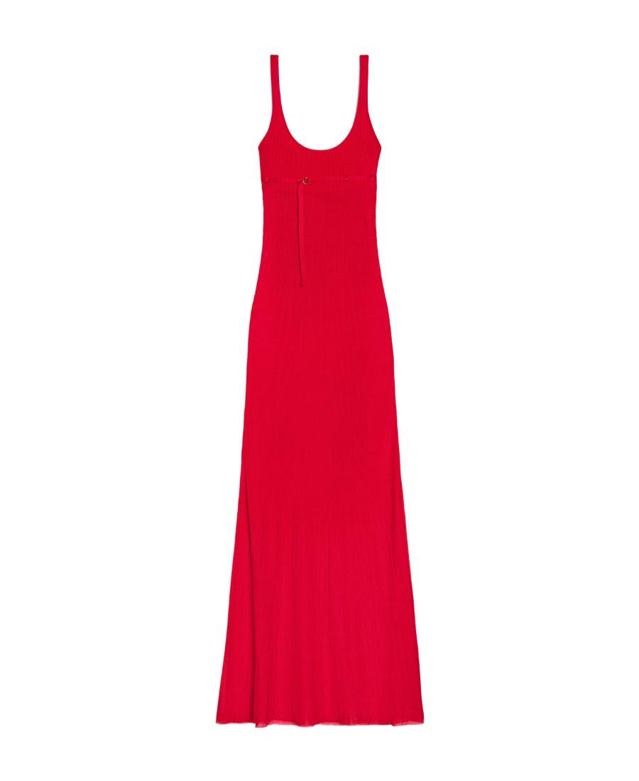 Jacquemus Belted Long Knit Dress in Red | Lyst