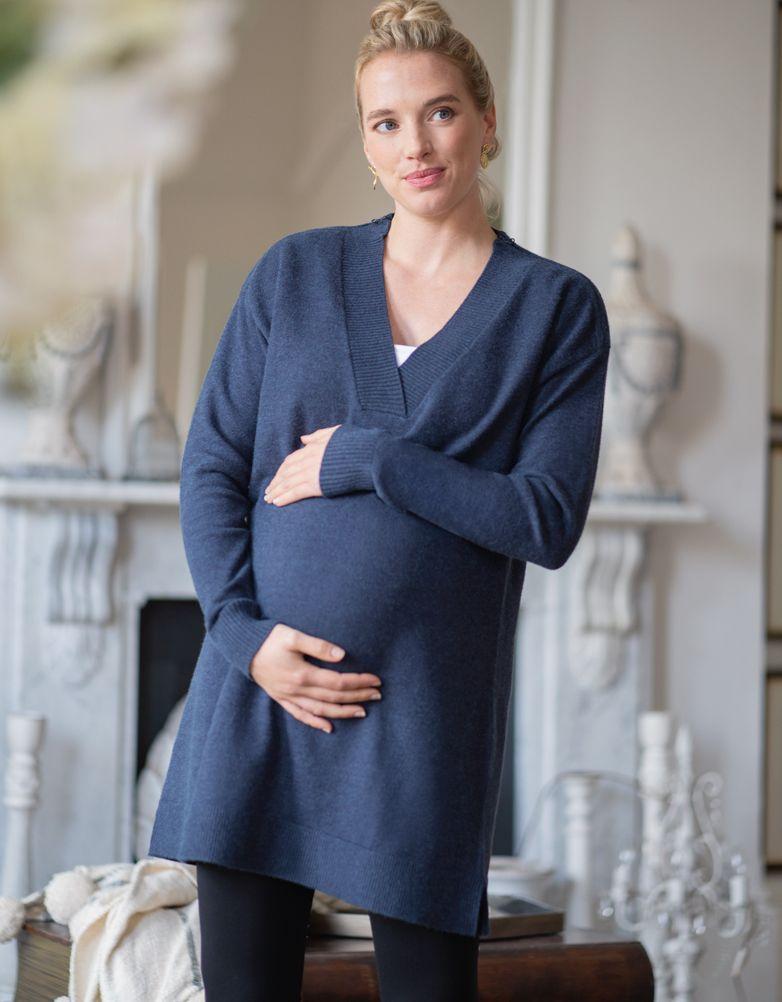 Seraphine Knitted Navy Maternity & Nursing Tunic in Blue | Lyst