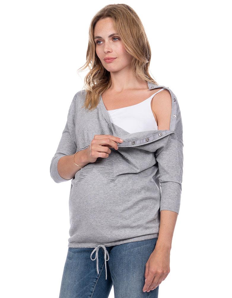 Seraphine Cotton Star Maternity & Nursing Sweater in Gray Lyst