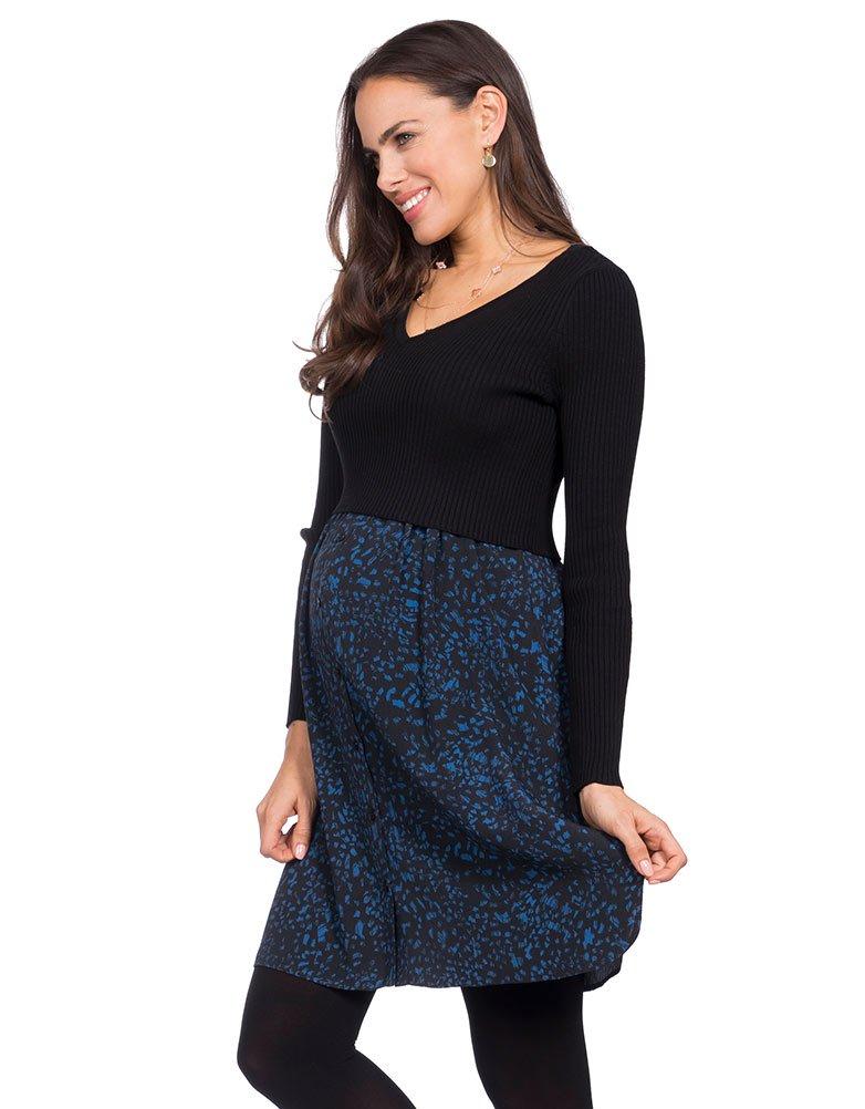 Seraphine Cotton Navy Blue Knitted Top Maternity & Nursing Dress Lyst
