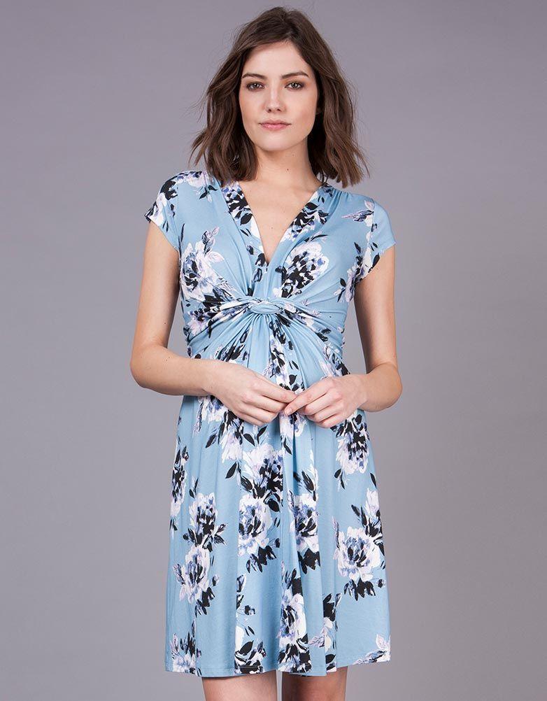 Seraphine Blue Floral Knotted Maternity Dress - Lyst