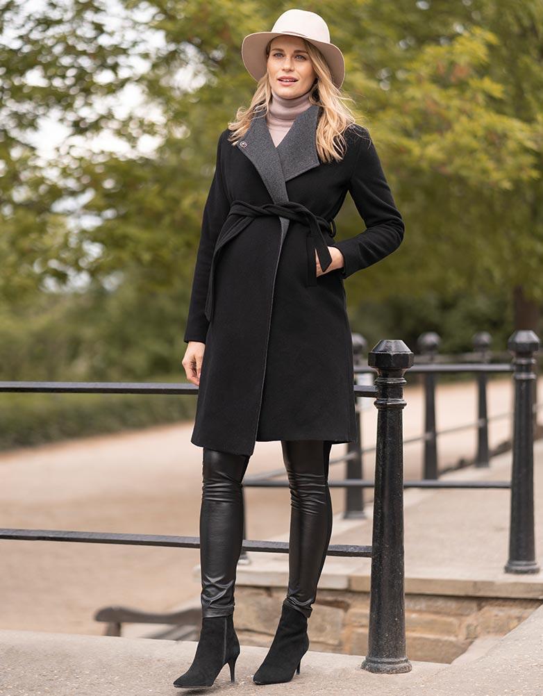 Seraphine Wool & Cashmere Black Maternity Coat Lyst