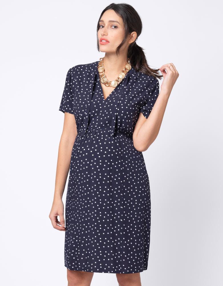 Seraphine Synthetic Navy Blue Maternity Dress Dot - Lyst