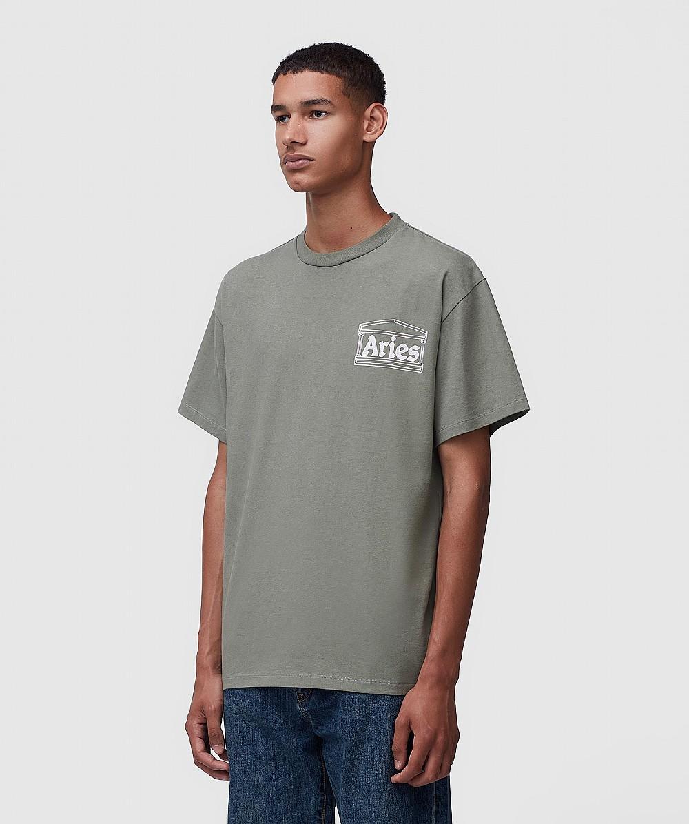 Aries Classic Temple T-shirt in Khaki (Gray) for Men | Lyst