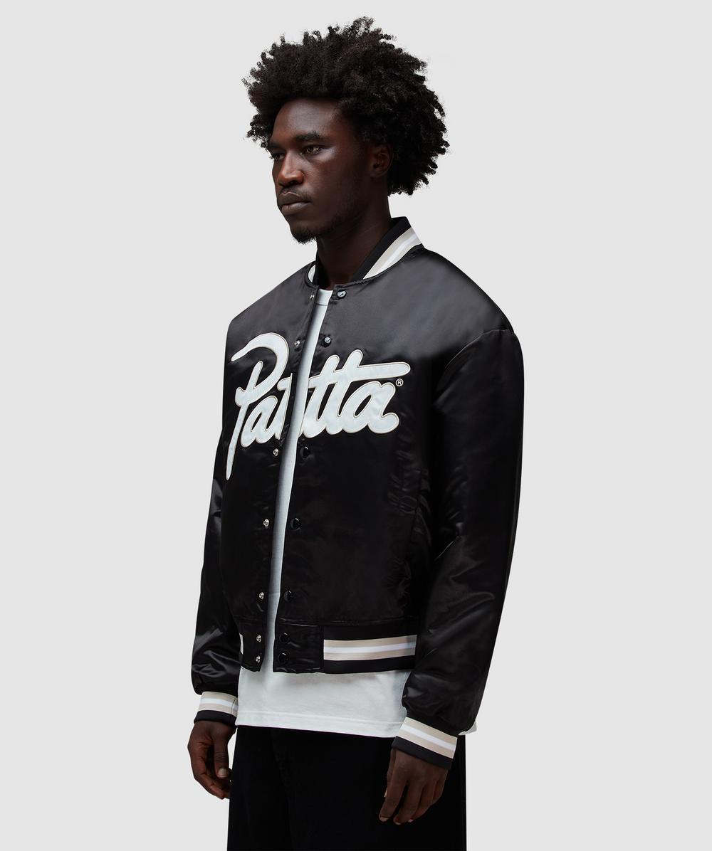 PATTA Script Logo Satin Varsity Jacket in Black for Men | Lyst Canada